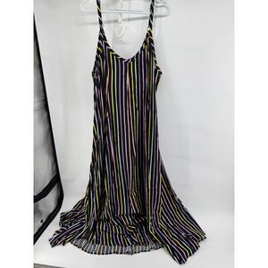 Torrid Resort Wear Size 2 Striped Maxi Dress V Neck Spaghetti Strap Rayon